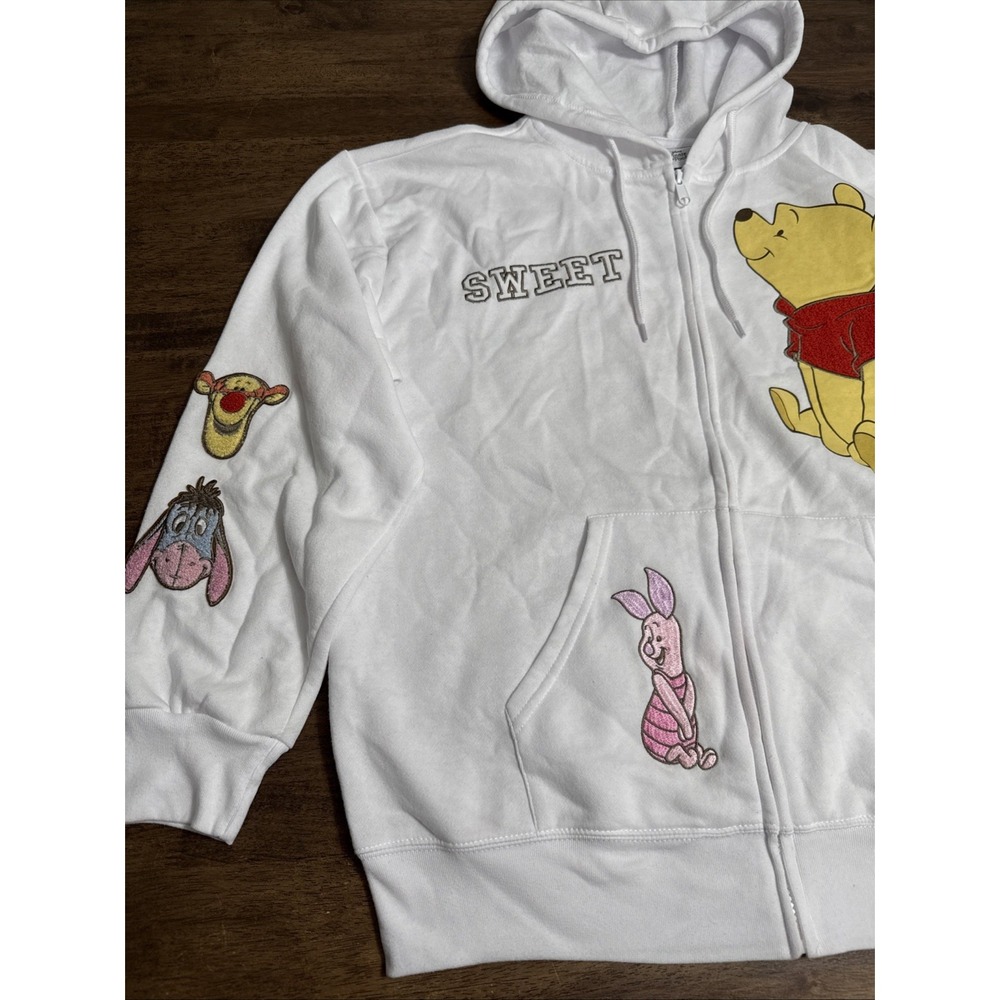 Disney‎ Winnie The Pooh Licensed Zip Up Hoodie Sweatshirt Embroidered Size Large - Picture 2 of 11
